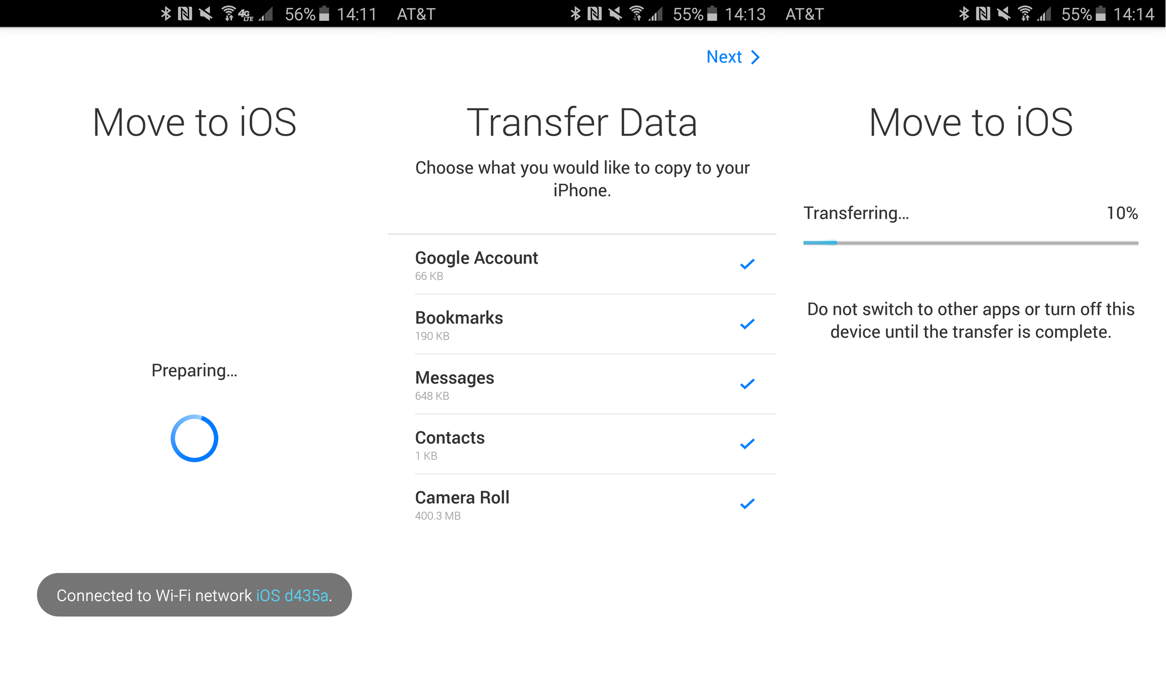 samsung to iphone transfer-sync the information