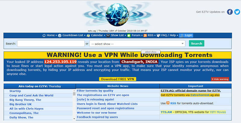 mac torrenting sites- EZTV