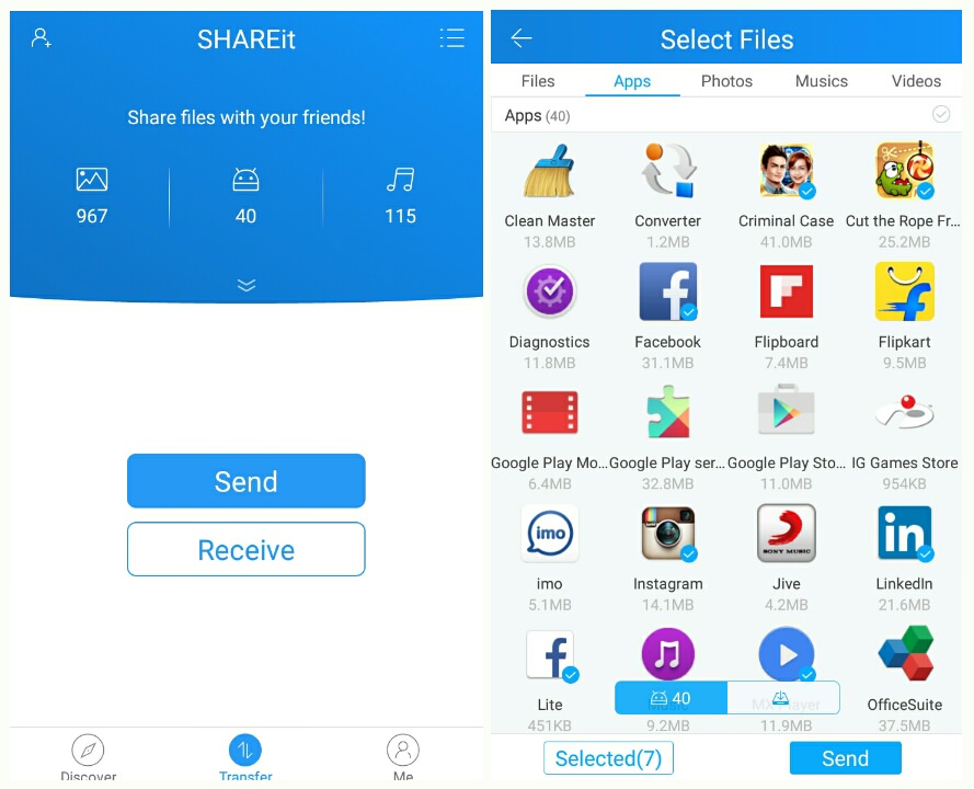transfer samsung to samsung-use shareit to share