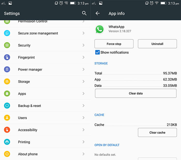 android manager to delete whatsapp account