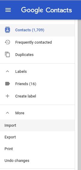 import contacts to google