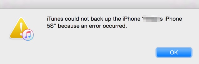 iTunes could not backup the iPhone because an error occurred