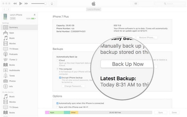 backup iphone to itunes - latest itunes backup