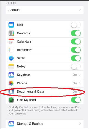 turn on documents and data