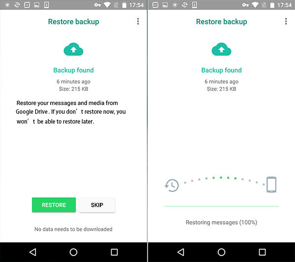 restore whatsapp backup from google drive