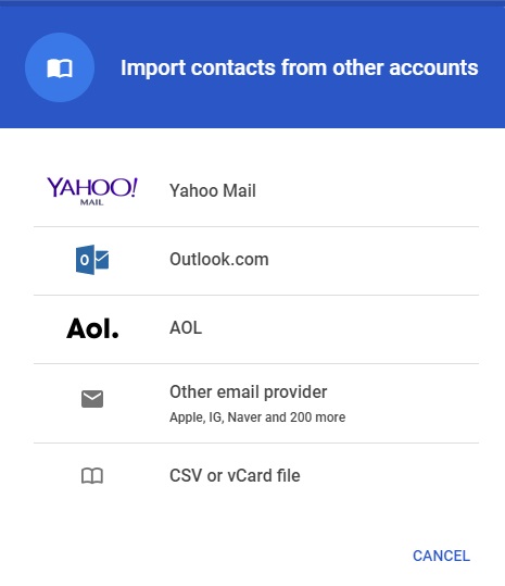 import csv or vcard contacts file