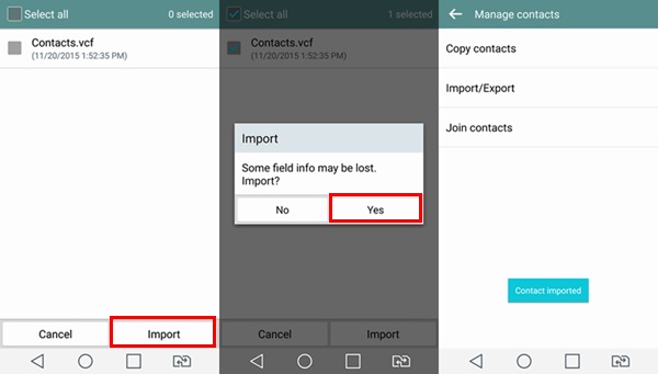 import contacts from phone storage