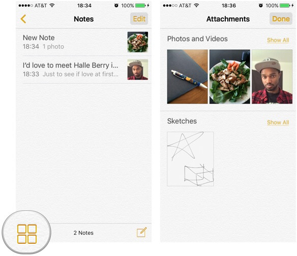 manage notes attachment on iphone
