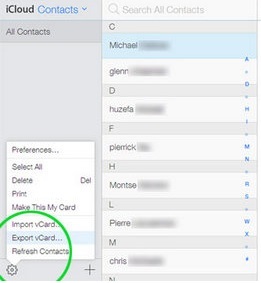 export icloud contacts to vcf file