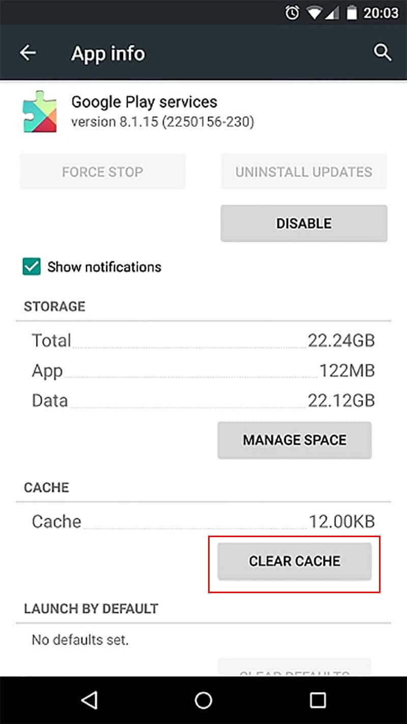 calear cache of google play