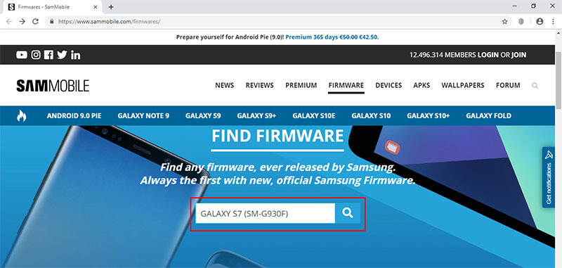 download samsung firmware from sammobile - step 1