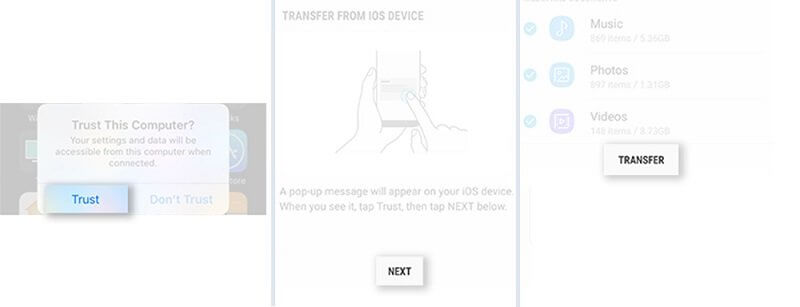 icloud to samsung S10/S20 - start data transfer