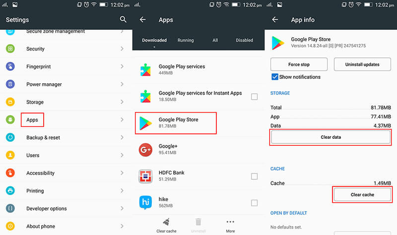 clear data to fix play store download pending