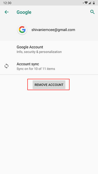 Gmail crashing on Android - remove account