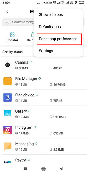 instagram stopping - reset app preferences