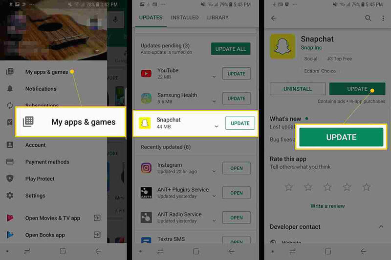 snapchat not responding - check for new updates