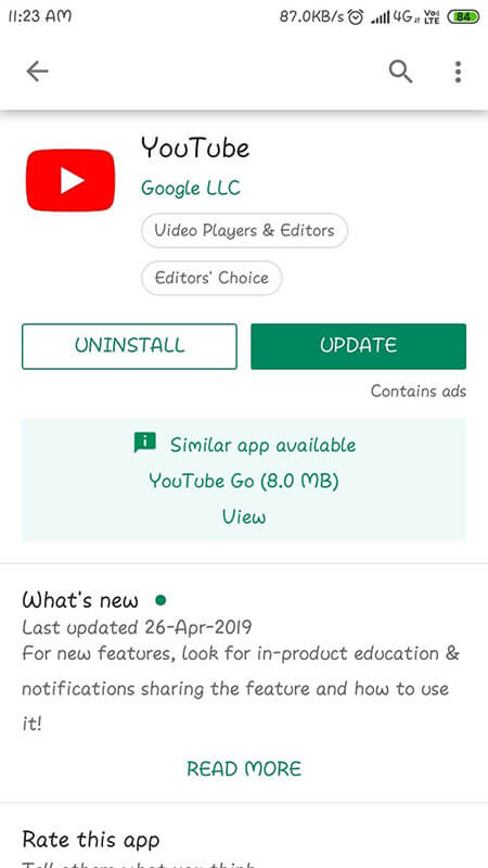 youtube video are not playing - update youtube