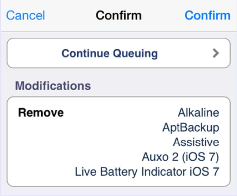 how to delete cydia - continue queuing