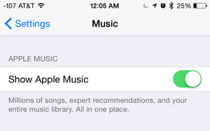 apple music toggle