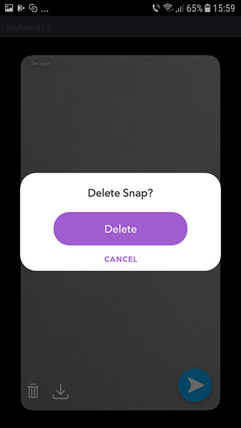 delete snapchat history - click on Delete