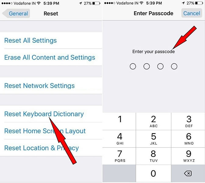 Reset the Keyboard Dictionary