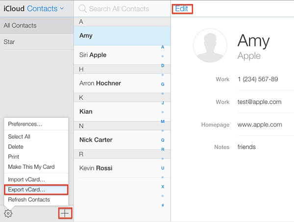 export your contacts