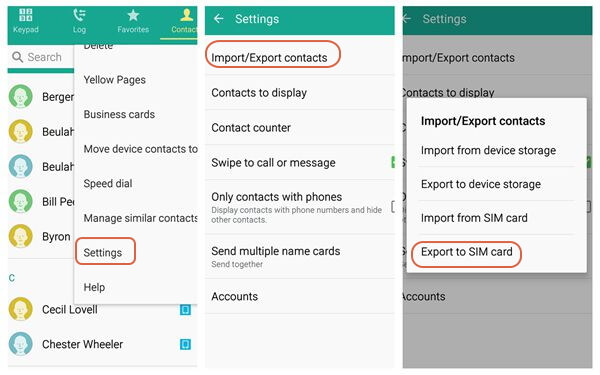 transfer contacts using sim