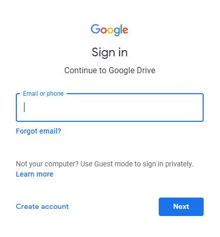login to google drive