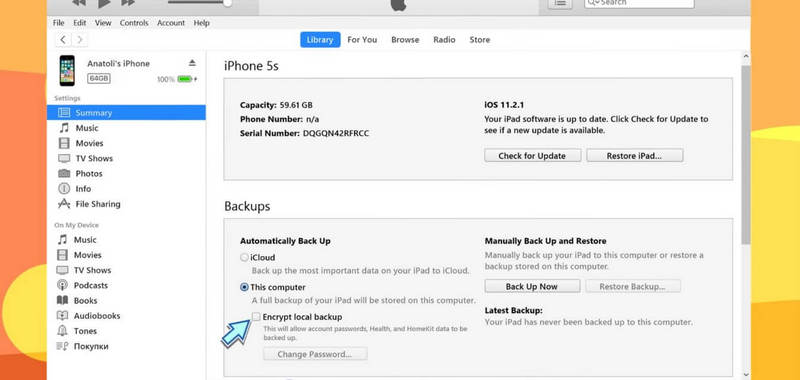 itunes setup - backup your iPhone