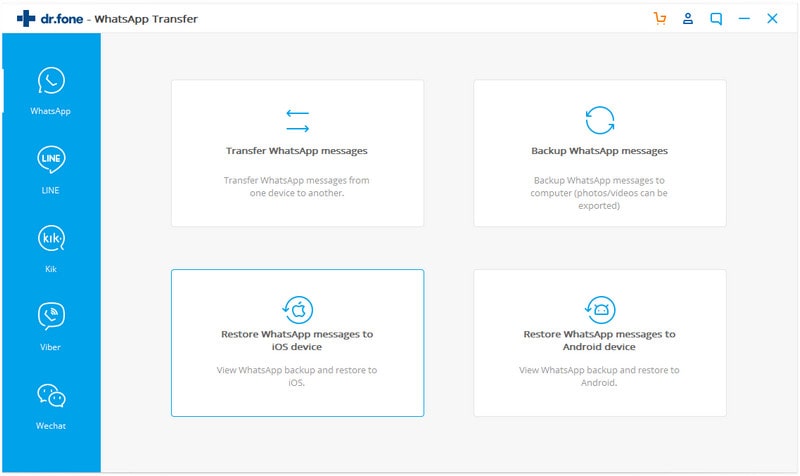 restore from whatsapp backup to iOS device by Dr.Fone