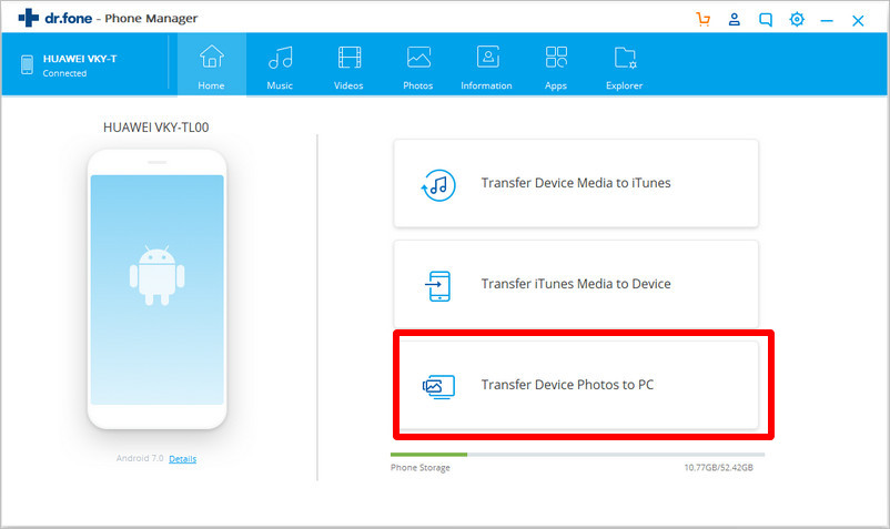 choose transfer device photos to PC