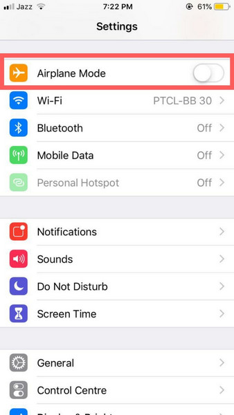 airplane mode in iphone