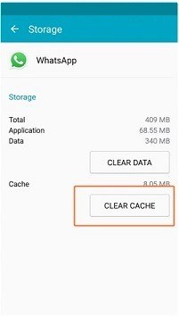 clear whatsapp cache on android