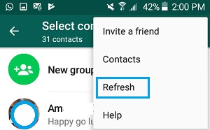 refresh contact list on android