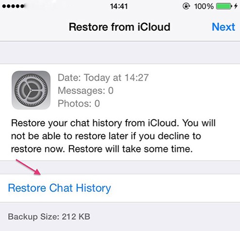 transfer whatsapp backup from icloud iphone