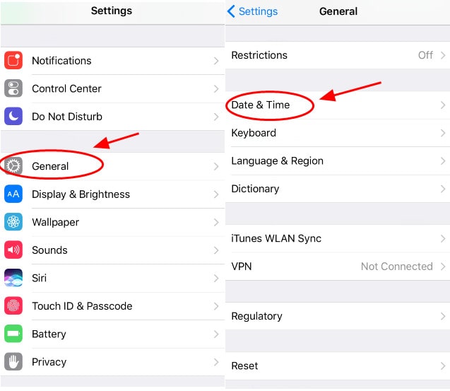 date and time settings