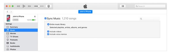 iTunes content sync