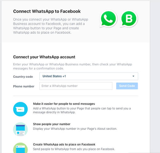 Connect WhatsApp to Facebook Pages
