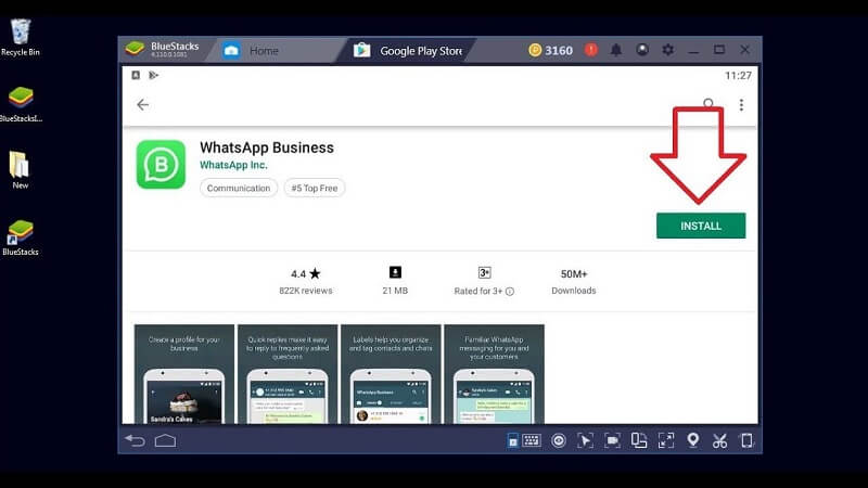 Search WhatsApp Business in BlueStacks window