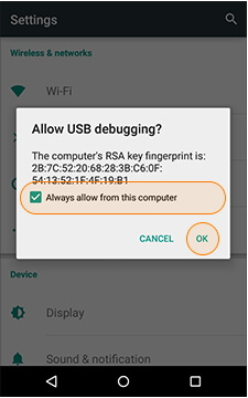 allowing usb debugging