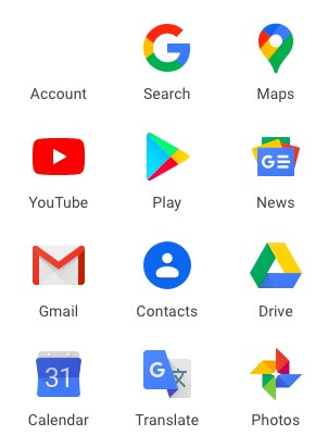 Google Photos icon in Google Apps menu