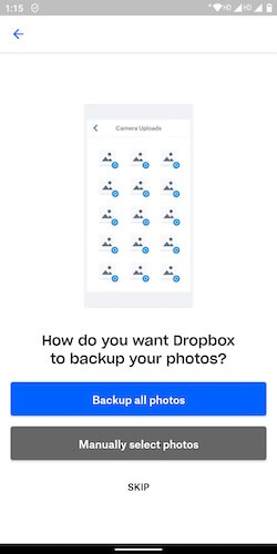 Backup Photos in Dropbox