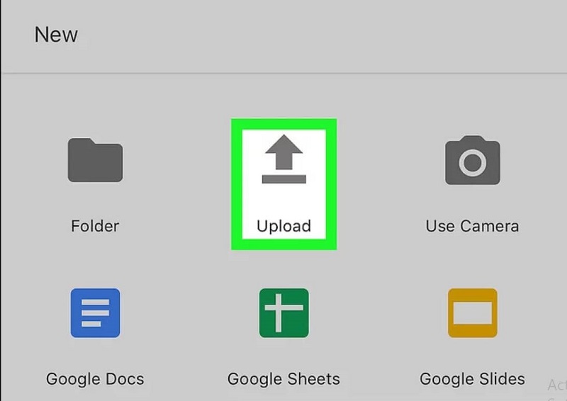 Select” Upload” from given options