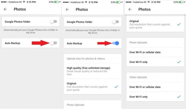 Choose Photos Auto Backup