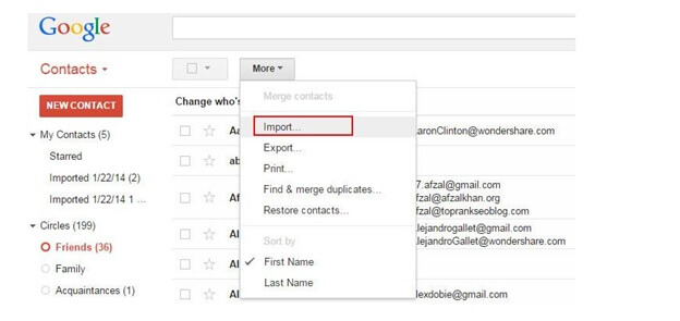 Gmail import