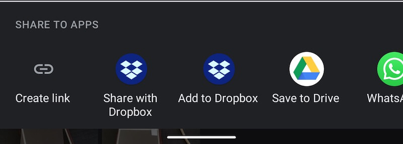 Save to Dropbox sharing option