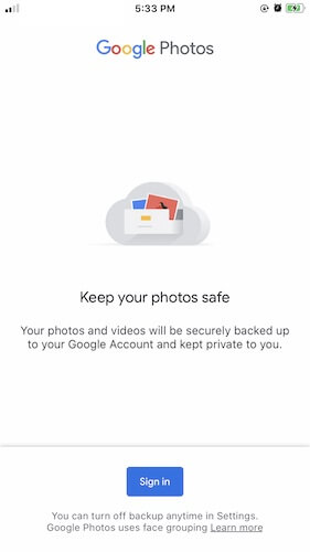 Google Photos on iOS