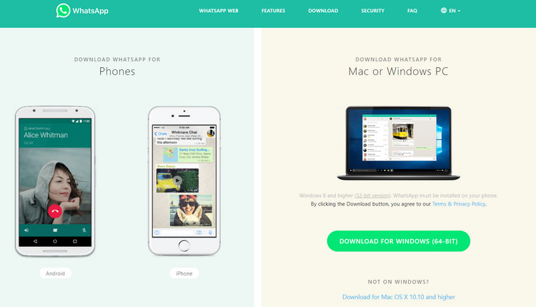 download WhatsApp for PC on the official site