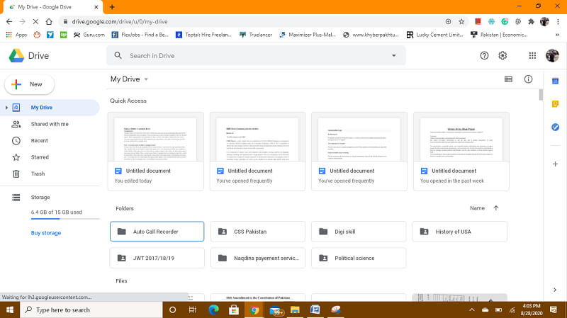 Open Google drive primary account