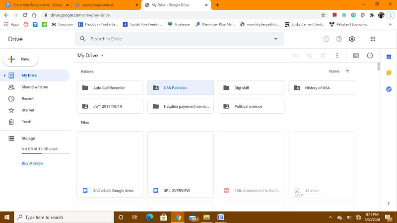 open Google drive and select folders/files to download